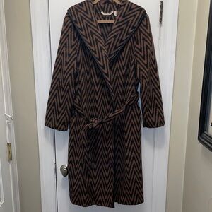 Chevron Patterned Brown Coat